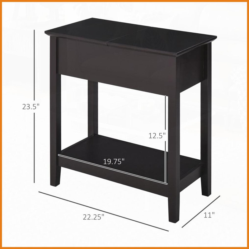 Table basse étroite de salon foncé par HOMcom - Flip Top & amp; Rangement peu encombrant