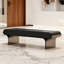 Banc de bout de lit 55,25 po en acier inoxydable noir et argent à usage domestique-1282354012