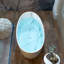 Baignoire de trempage autoportante en résine 69 po à motif de marbre, baignoire ovale moderne à surface solide avec trop-plein encastré et drain intégré, finition mate