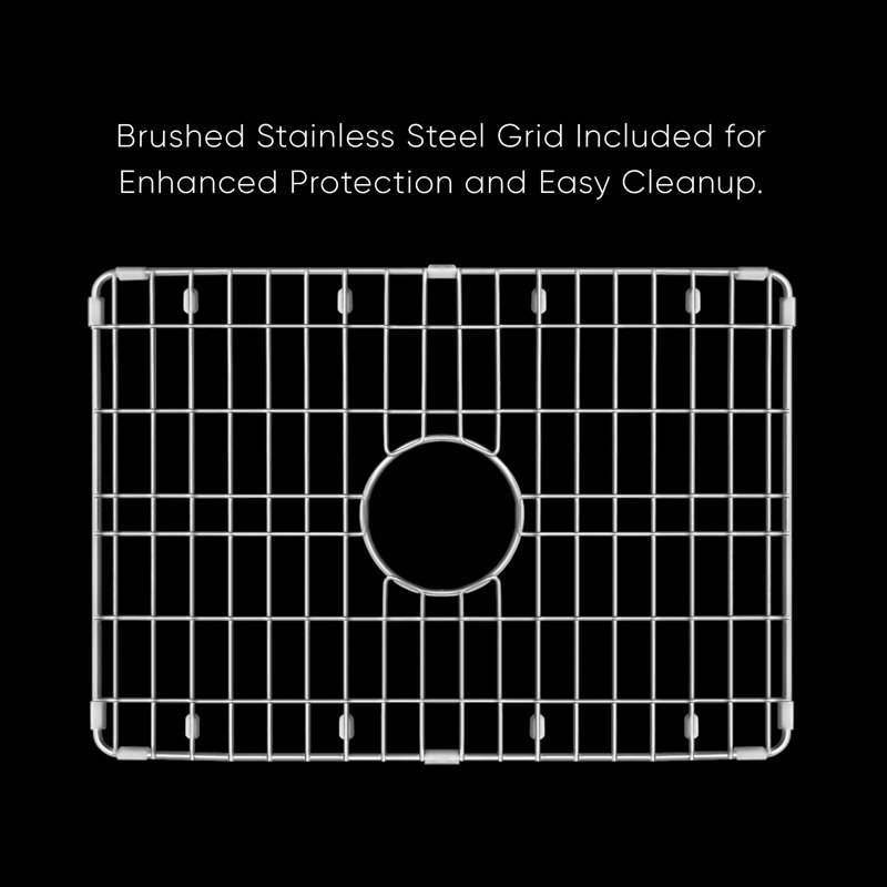 Whitehaus Collection Undermount Single Bowl Fireclay Kitchen Sink with Stainless Steel Grid, 10" H x 28" L x 19" D