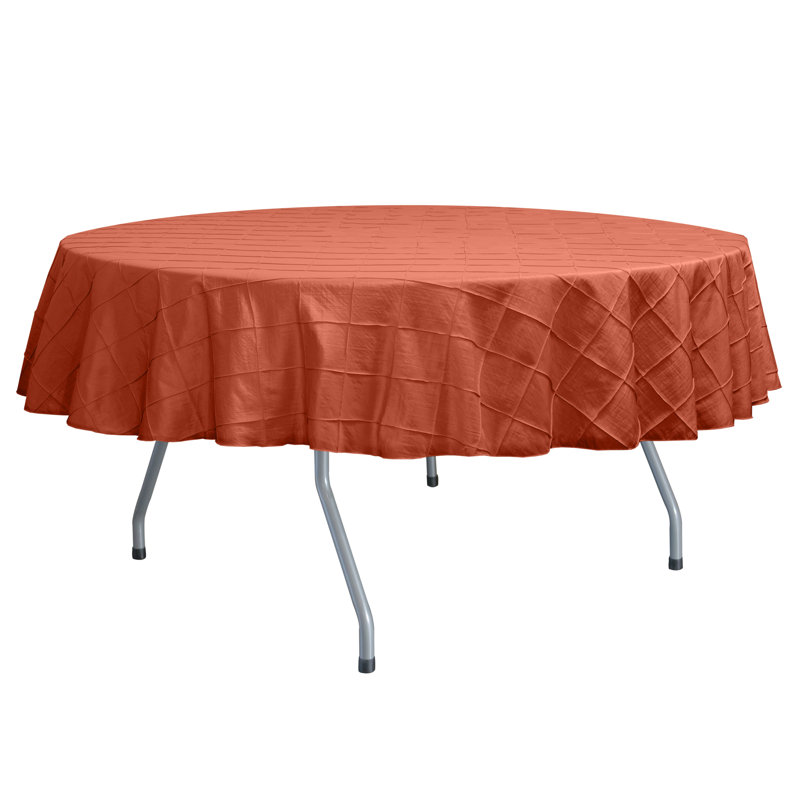 Embroidered Pintuck Taffeta Tablecloth, 60" Round, 10, Persimmon Burnt Orange