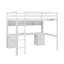 Lit mezzanine double avec bureau, armoires, tiroirs, tablette de chevet et prise de recharge