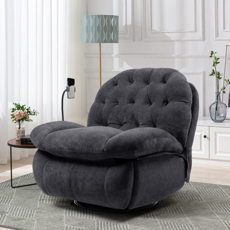 Mancie Upholstered Recliner, Gray