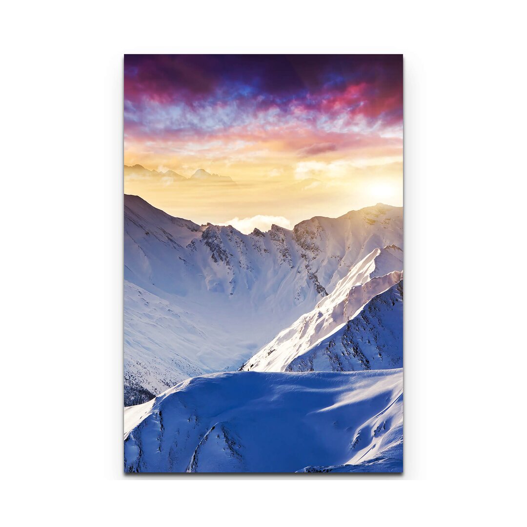 Leinwandbild Fantastische Alpenlandschaft mit Sonnenuntergang