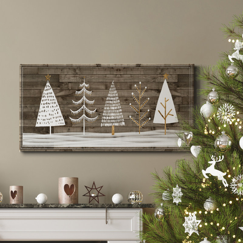 Wooded White Christmas Collection D Premium Gallery Wrapped Canvas - Ready To Hang, 8" H x 16" W x 1.5" D