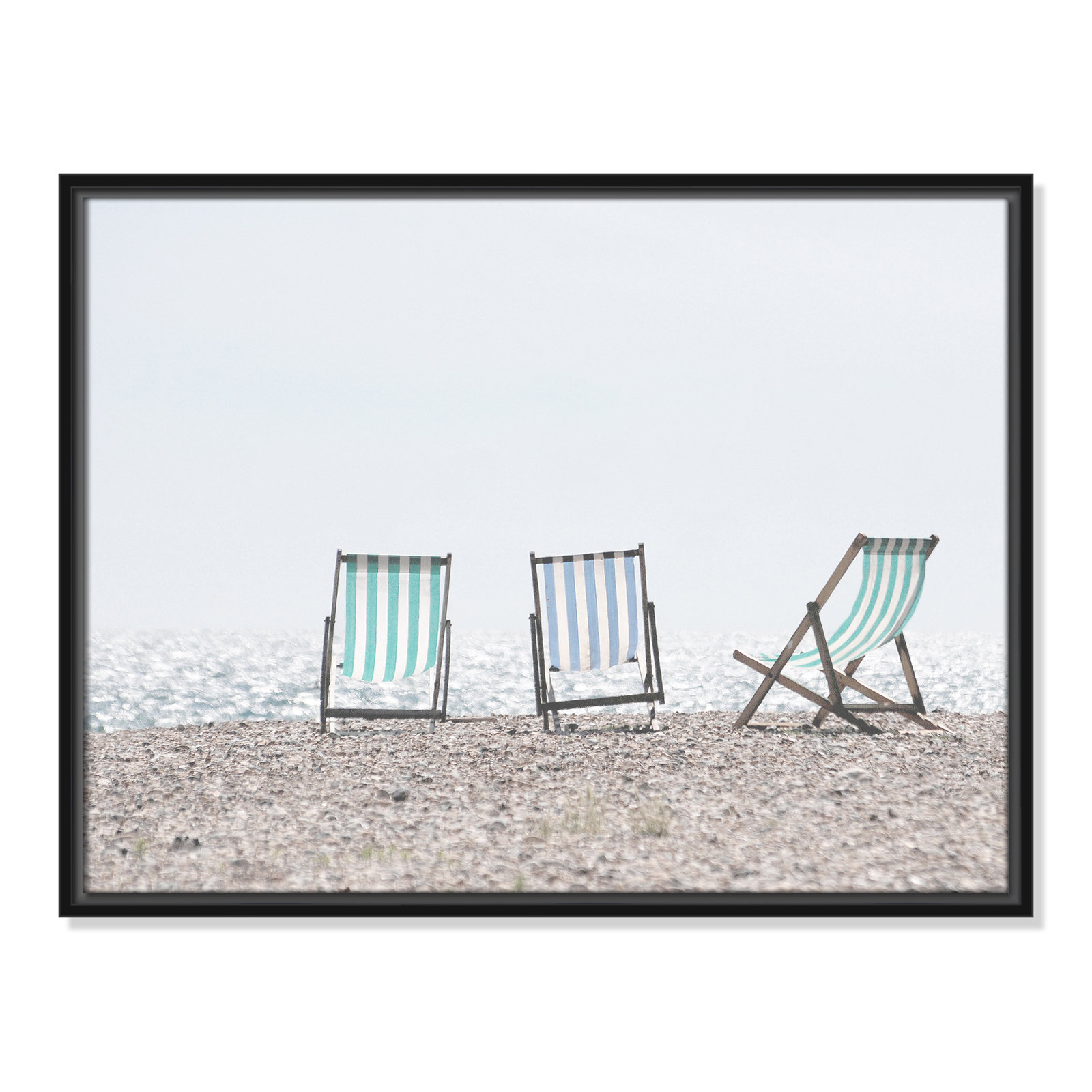 Adriatica "Beach Chairs" Print, 19.5" H x 25.5" W x 2" D, Black Framed Canvas