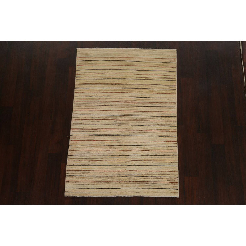 Tapis rayé Gabbeh Kashkoli noué à la main 3 pi 3 po x 4 pi 11 po