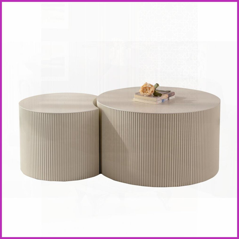 Table basse fabriquée à la main en forme d'olive avec piédestal robuste pour le salon, facile à assembler et amp; Style polyvalent