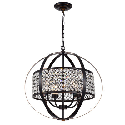 Lustre sphère de style bougie 4 lumières avec accents en cristal Ferdinand