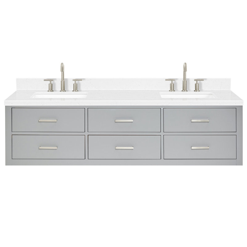 Macolm 72.25'' W Double Vanity, Gray, Brushed Nickel, 60"