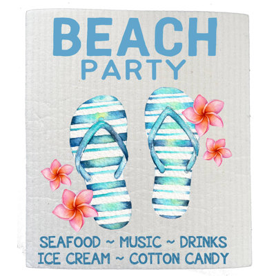 Beach Party Sandals Sand Ocean Kitchen SWEDISH DISH CLOTH ( Set Of 2) -  Highland Dunes, 726966417C6B4305AB3EDD2AD04AED5E