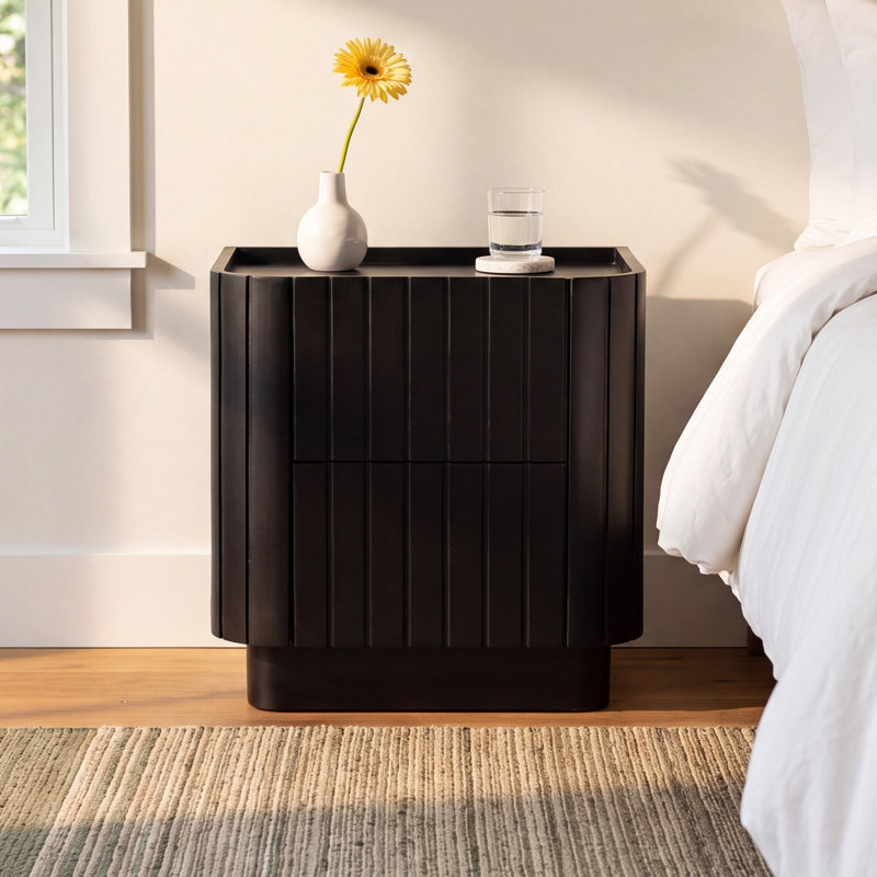 Daley 20'' W Solid Wood Nightstand, Black