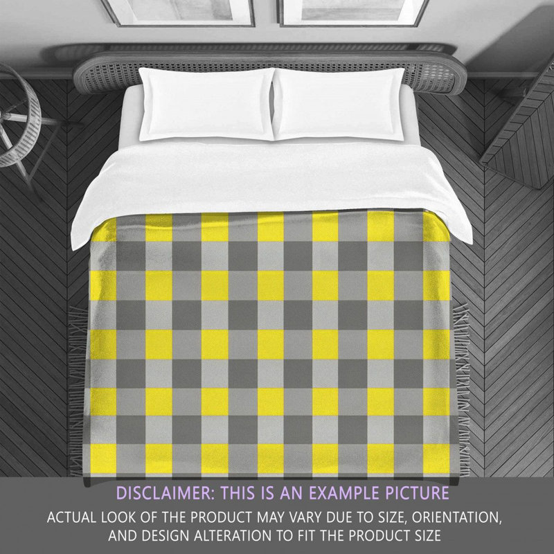 Gingham Comforter, Twin Comforter, Gray/Yellow