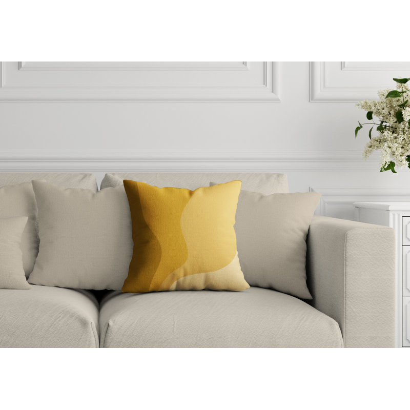 Bunko Abstract Indoor/Outdoor Throw Pillow, 15H" x 15W", Mustard, Square