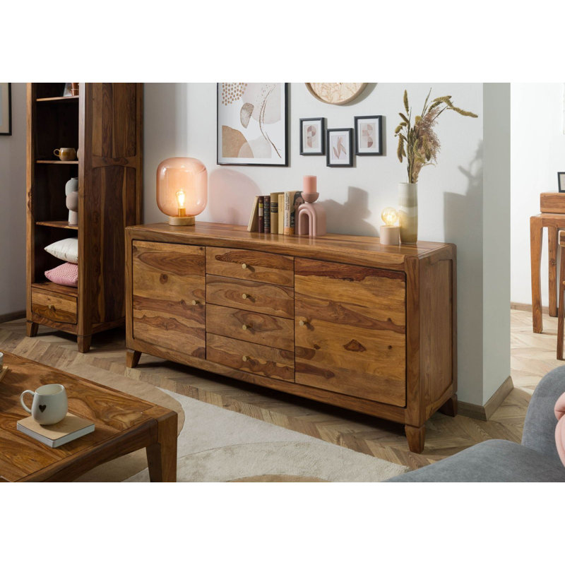 Ancona 175cm Solid Wood Sideboard, Brown Lacquered