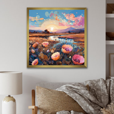 «Thistle Flower Field Sunset» sur toile