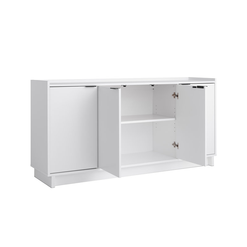 White Modern 60" Wood Sideboard with Storage
