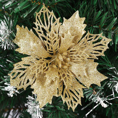 20 PCS 3,9 pouces poinsettia fleur artificielle sans pinces