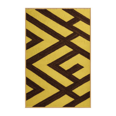Machine Washable Checkered Brown Area Rug