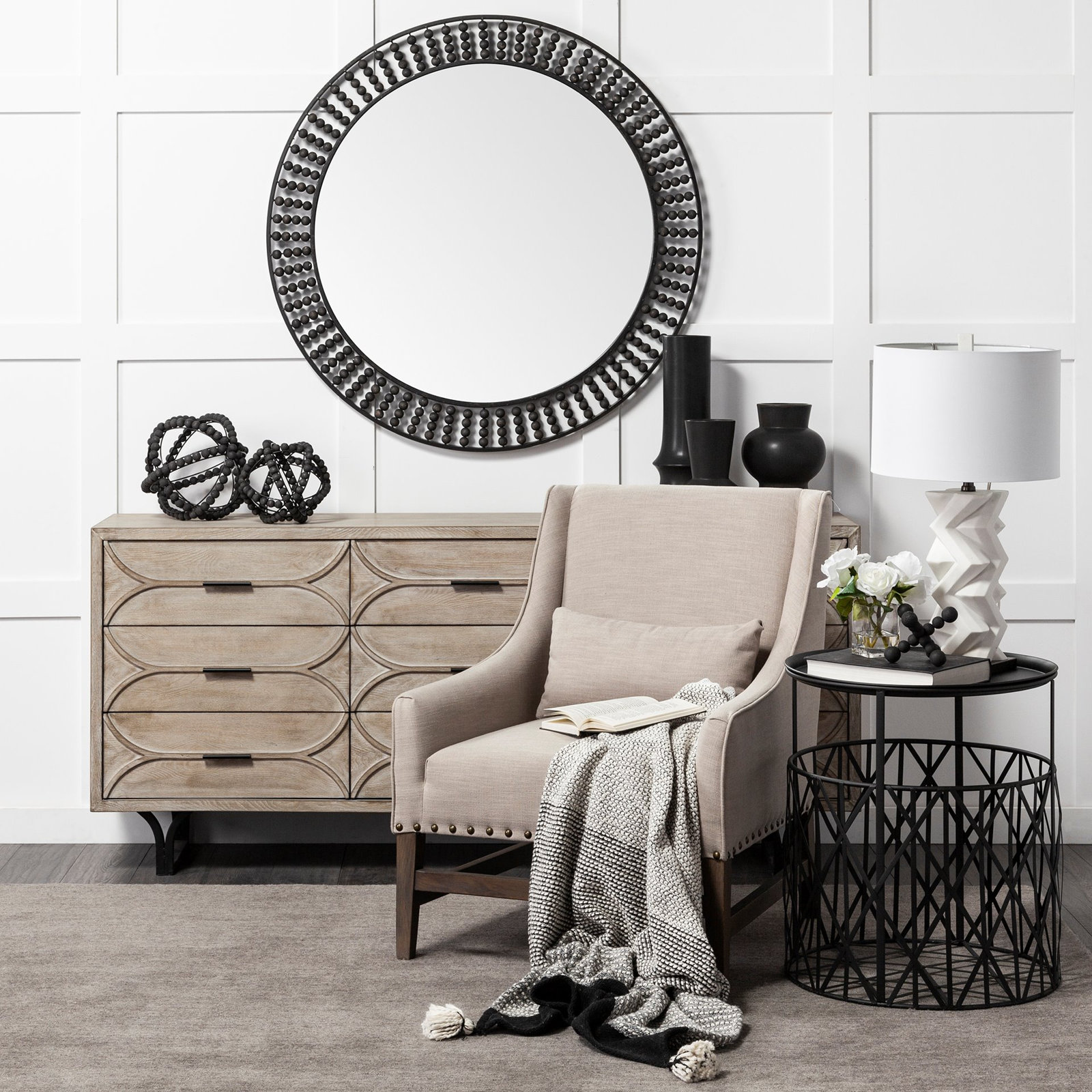 Jeanie 42" Accent Mirror, Black