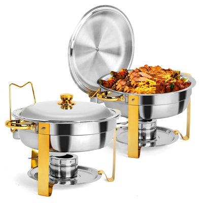 5 QT Stainless Steel Round Chafing Dish 2 Set