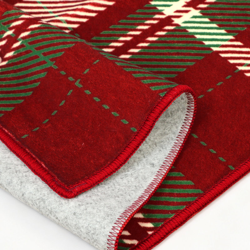 Tapis à carreaux lavable à la machine Christmas, Rectangle 6' x 9'