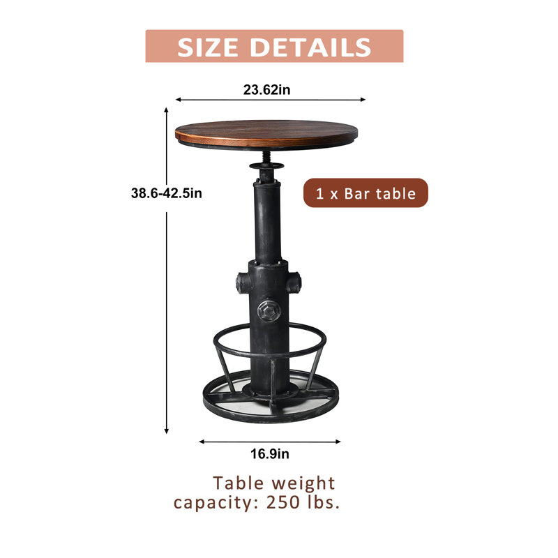 Dining Table Pine Round Solid Wood Top Metal Base Dining Table, Silver