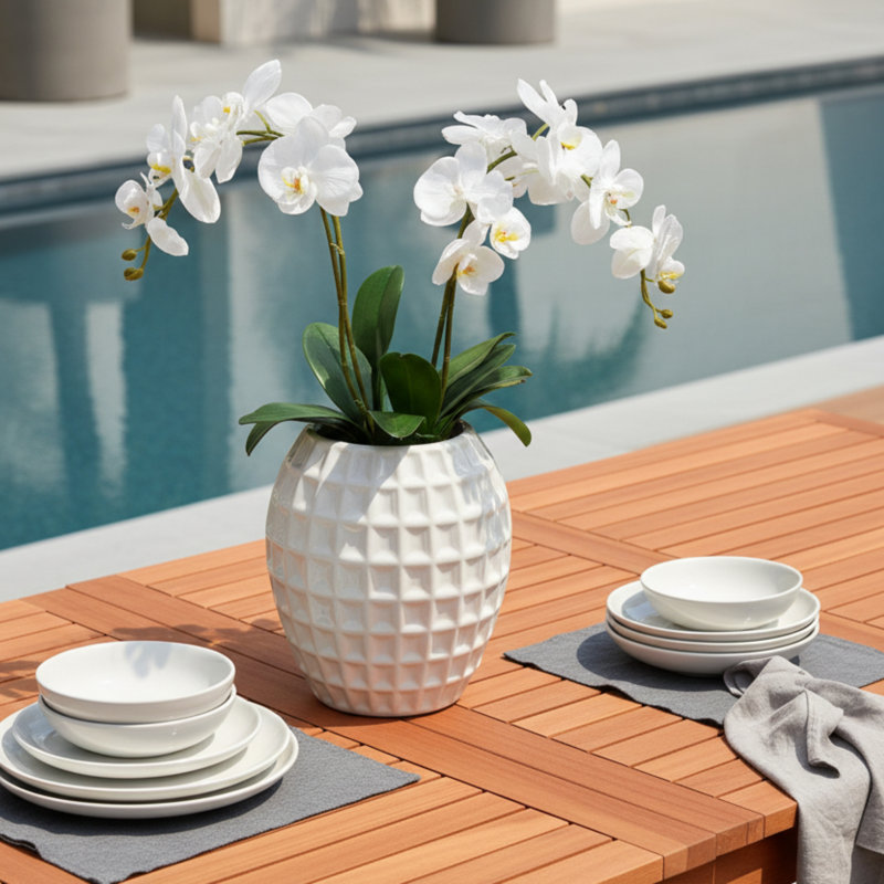 Anautica 8 - Person Wood Patio Dining Set with Rectangular Table