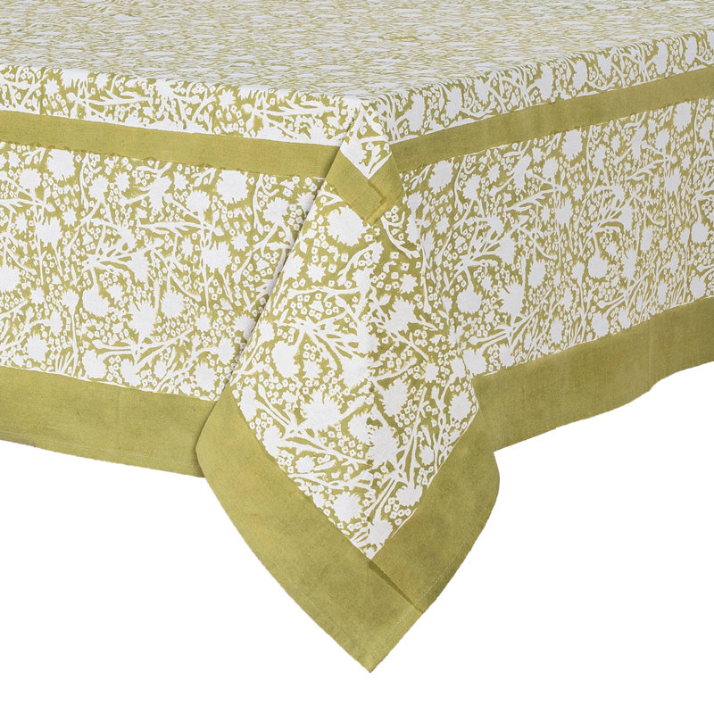 Meadows Handmade Floral Tablecloth, 59" Square, Vert
