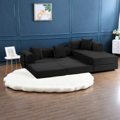 Canapé d'angle à compression, canapé-lit en velours côtelé de 272 cm, canapé moderne pour la maison
