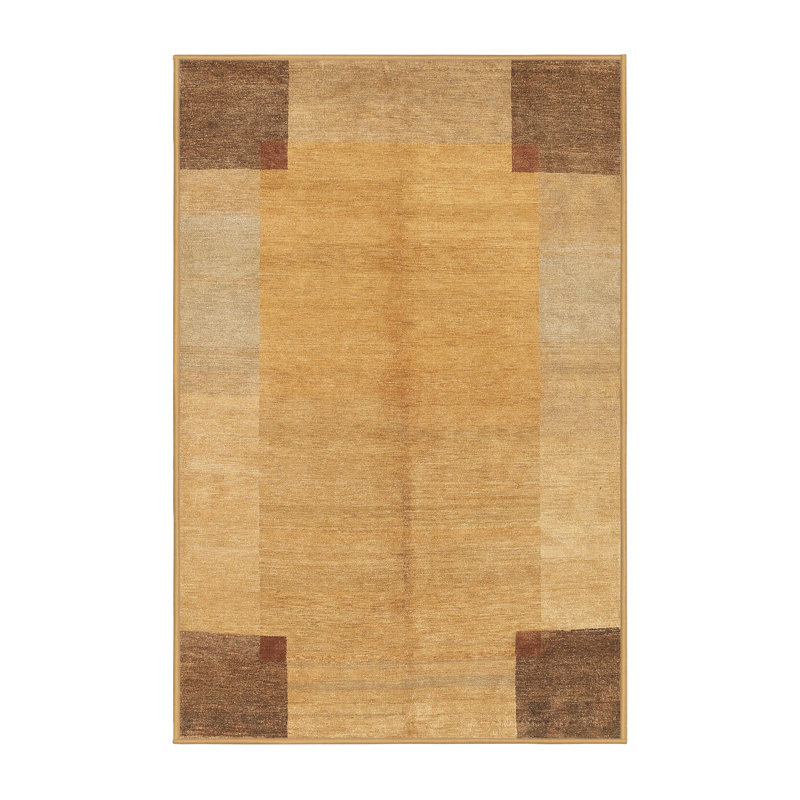 Tapis contemporain brun / beige, Rectangle 4 pi x 6 pi