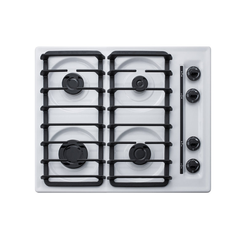 Summit Appliance 24" Gas 4 Burner Cooktop, White