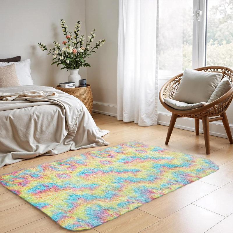 Tapis à poils longs 2X3 ultra doux - texture veloutée élevée, lavable à la machine, envers antidérapant