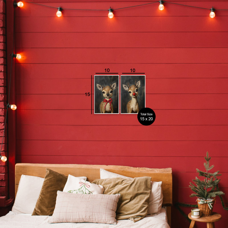 Ensemble de 2 plaques murales Baby Reindeer, H 15 po x l 10 po