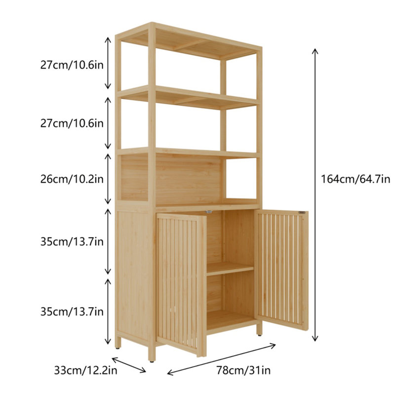 Bamboo Freestanding Bathroom Cabinet With Adjustable Shelf