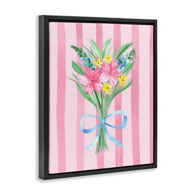 Cadre flottant Spring Bouquet & Bow Stripes, design par Nina Jacobs
