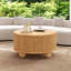 Round Fluted Coffee Table with Hidden Storage and Sliding Door