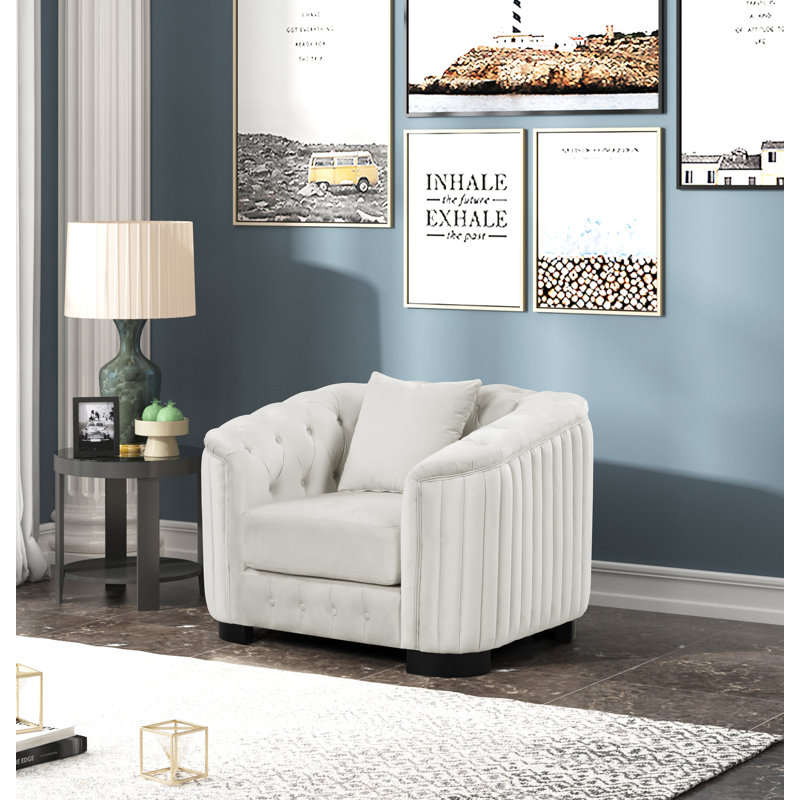 Fauteuil d'appoint Modern, Velours blanc