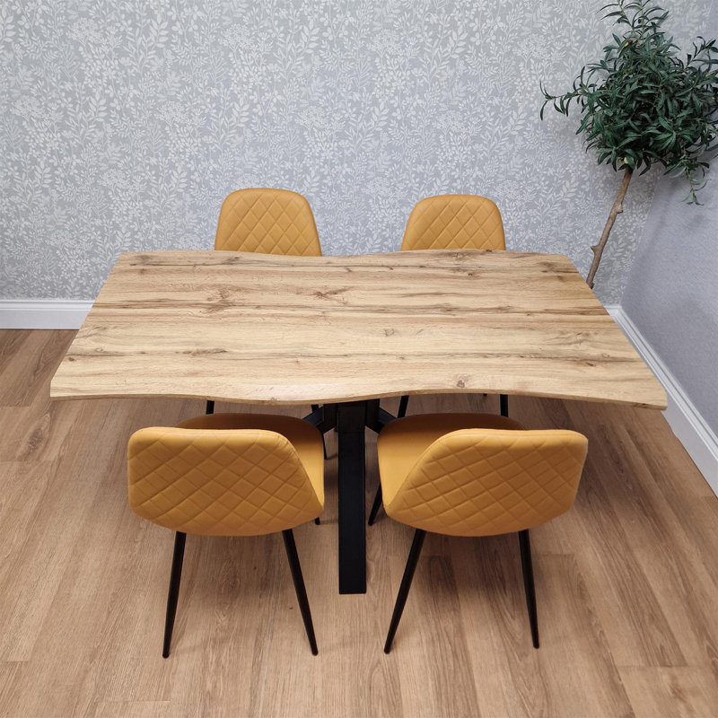 4 - Person Dining Set, Mustard, 75cm H x 117cm W x 77cm D