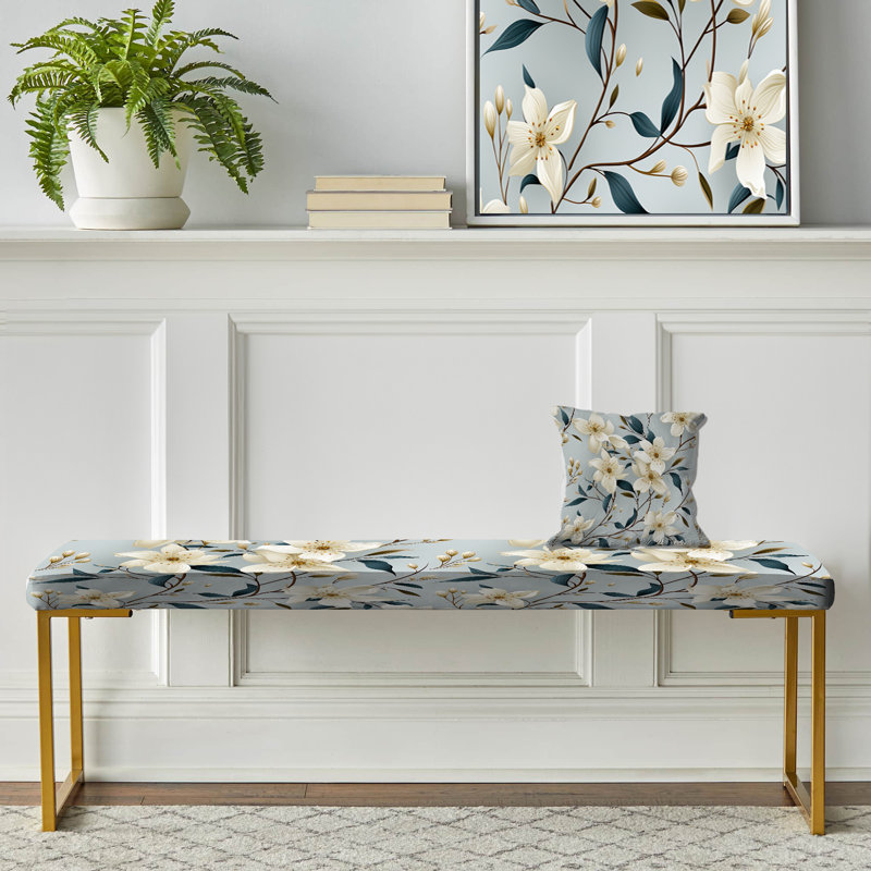 Subtle Whispers II - Banc rembourré floral doré