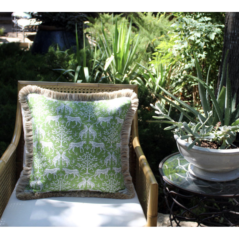 Indoor/Outdoor Pillow Cover & Insert, Kiwi Green/Green/White, Square, 20" H x 20" W