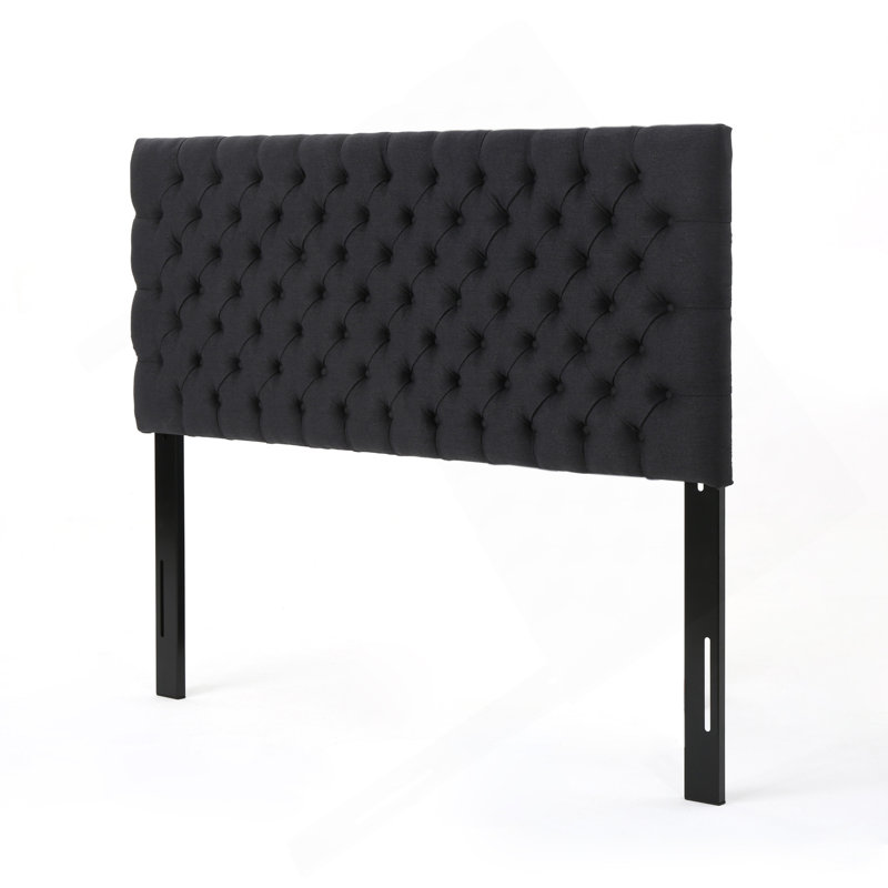 Tufted Upholstered Queen Size Bed Headboard In Modern Button Design, Adjustable Solid Wood Head Board, Solid Wood Head Board With Durable Metal Legs In Bedroom