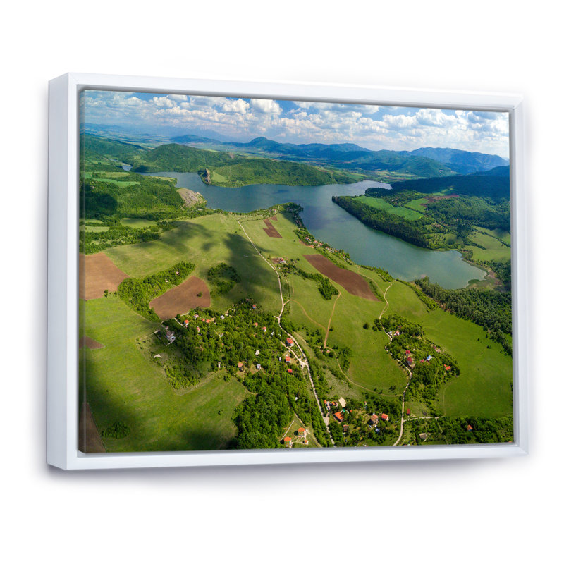 Reproduction d'art sur toile, vue aérienne de la rivière Alabama I, H 12 po x l 20 po x P 1 po, Cadre flottant blanc