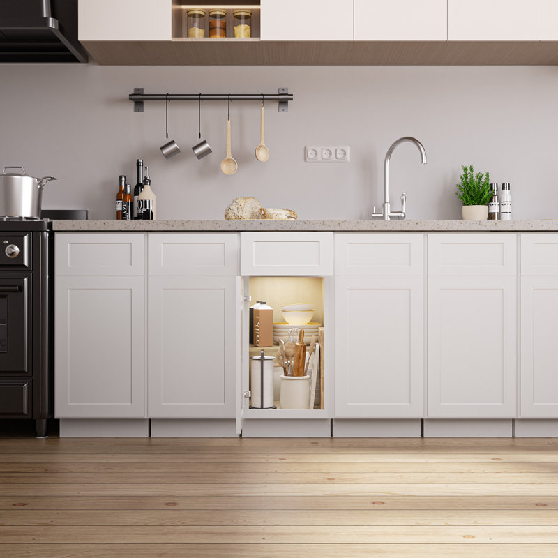 Modern Single Door Kitchen Base Cabinet With Top Drawer (Available In 12", 15", & 18" Widths), 15"