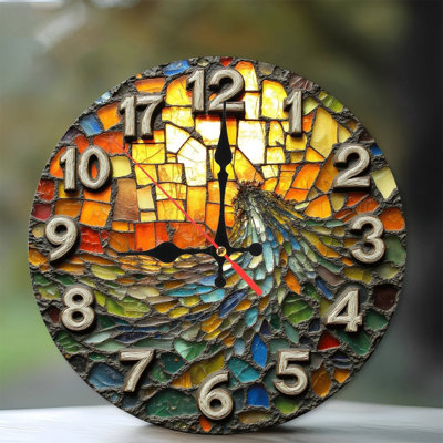 Horloge murale en verre mosaïque