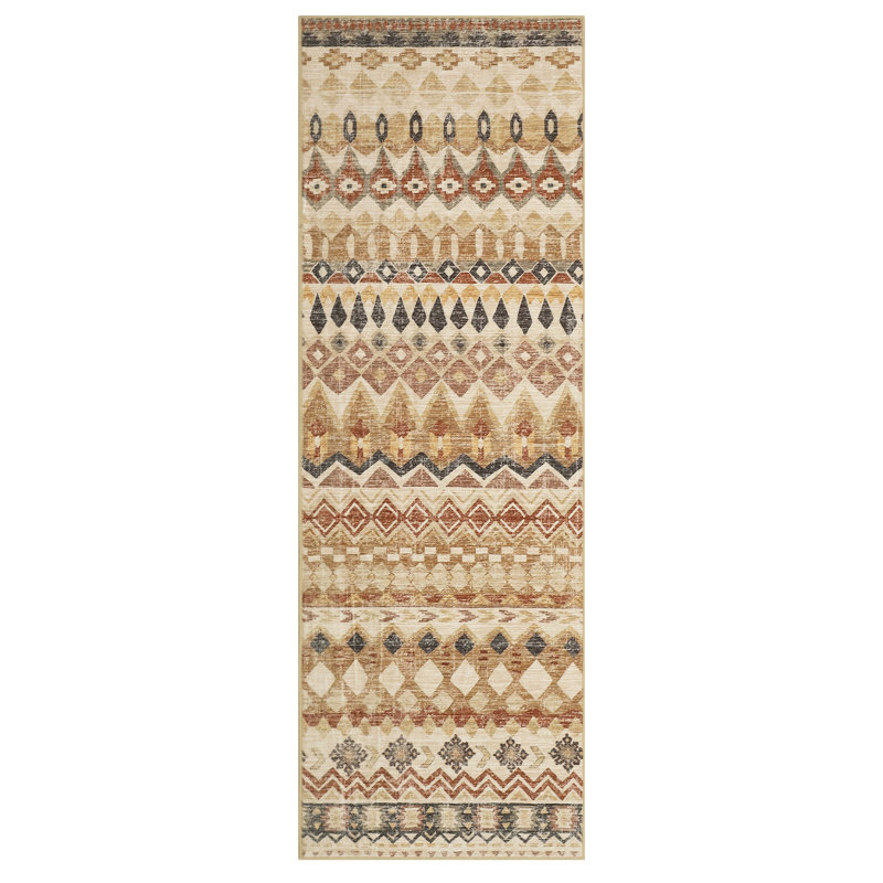 Tapis lavable à la machine Boho Tapis antidérapant pour salon, chambre, salle à manger, couloir, bureau, salle de jeux, chambre de bébé