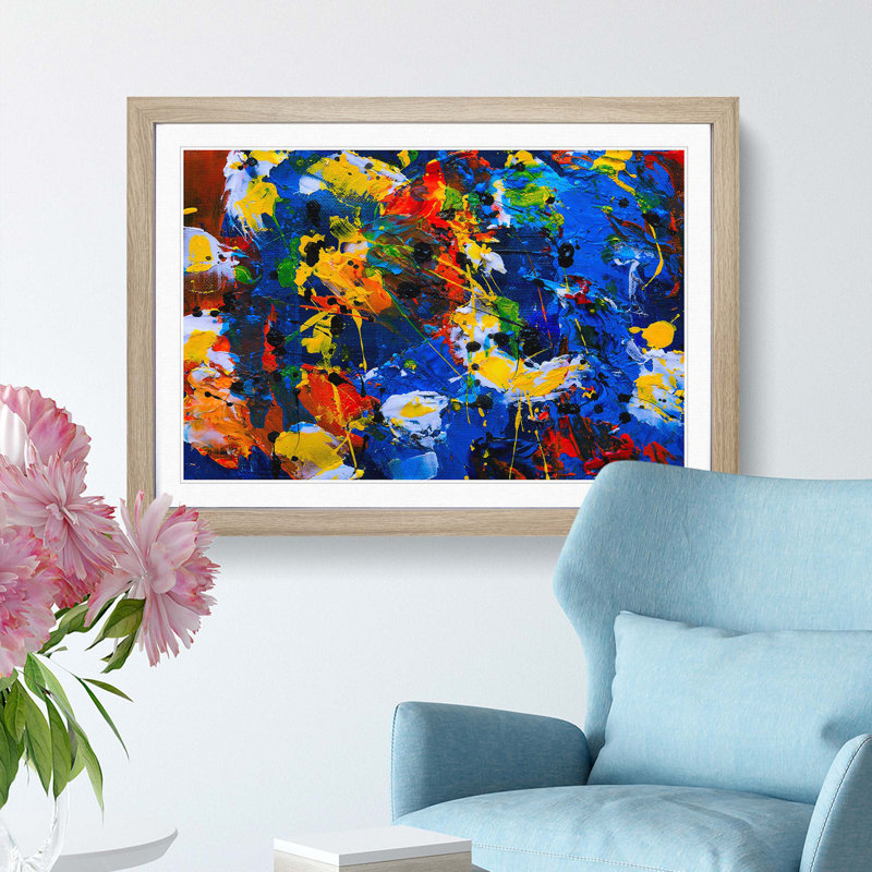 Abstract Art Painting Vol.270 by S.Johnson - Framed Print, 27cm H x 36cm W x 2cm D, Oak Framed