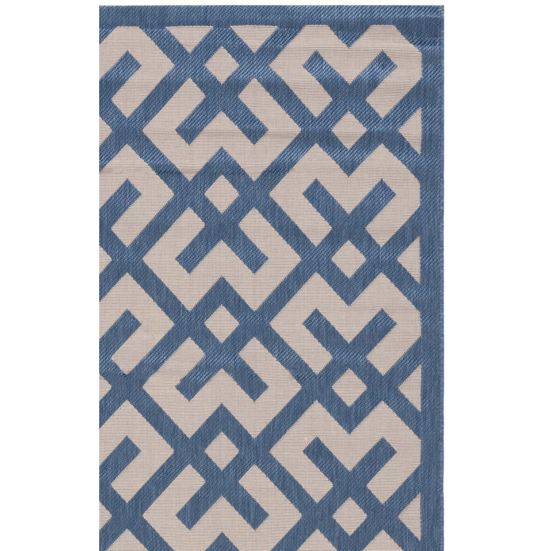 Tapis intérieur / extérieur beige / bleu Arneshia, Rectangle 4 pi x 5 pi 7 po