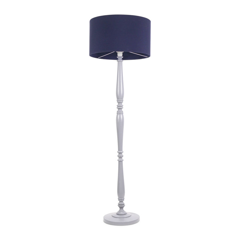 Arialdo 157cm Traditional Floor Lamp, Matte Grey, Navy Blue