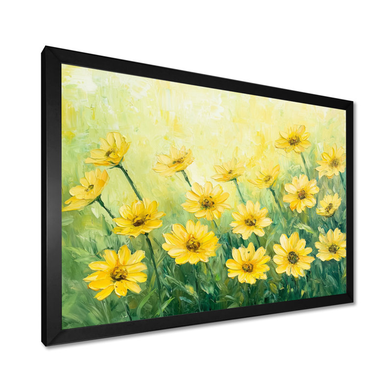 Décoration murale style champêtre lever de soleil marguerite II - marguerites, H 12 po x l 20 po, Noir